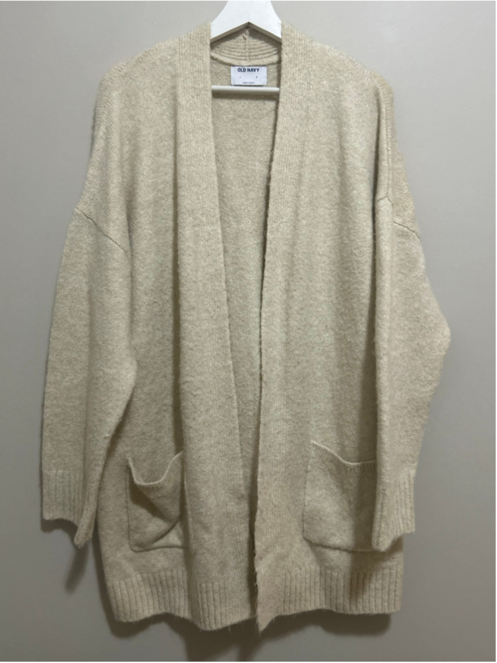 Women's Old Navy Cardigan Sweater Size L Beige Open Front